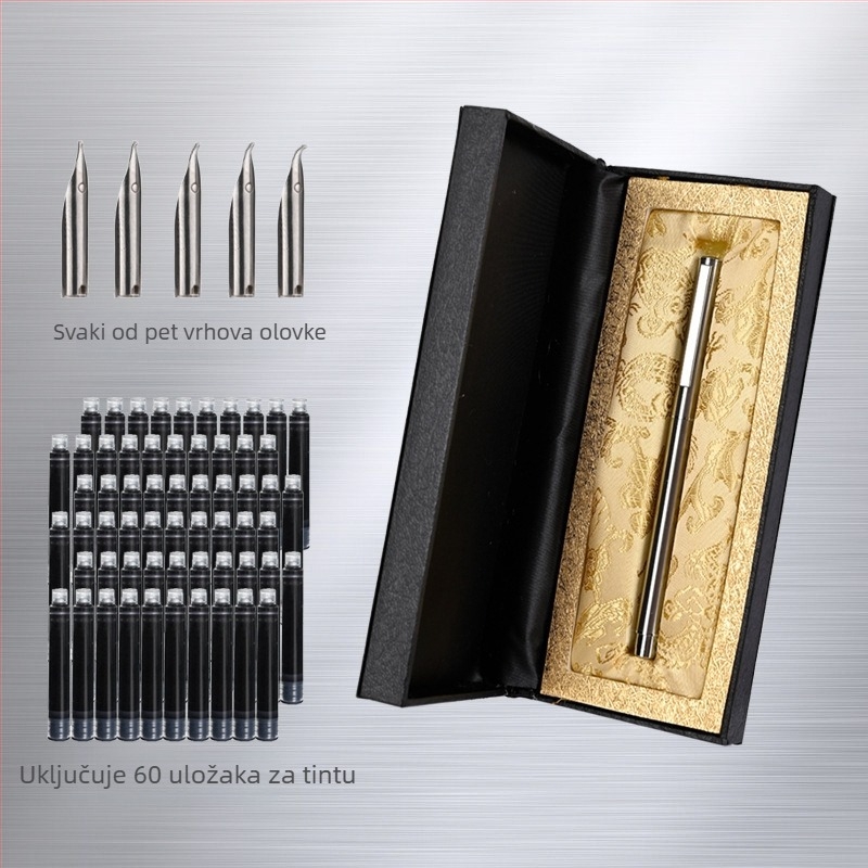 Mini metalno nalivpero s savijenim vrhom, model 9362, za učenike II. i III. razreda te za odrasle za poslovno pisanje i kaligrafiju
