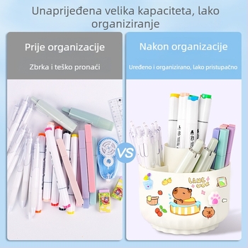 5-odjelni rotirajući držač za olovke, plastični okrugli stolni organizator za učenike