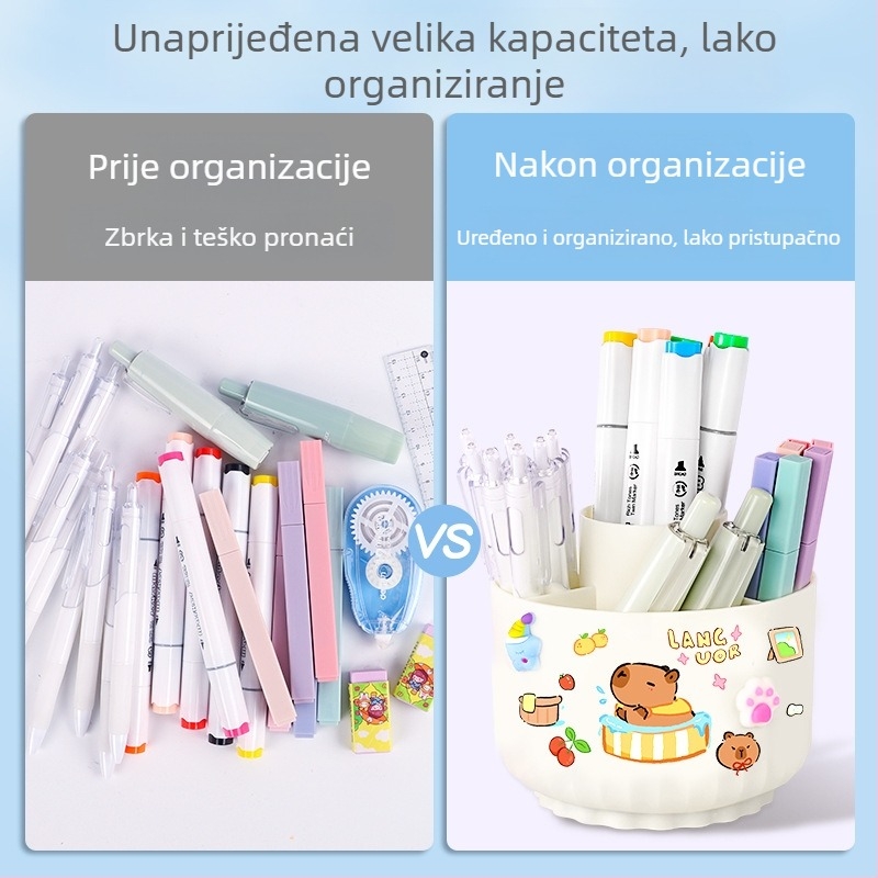 5-odjelni rotirajući držač za olovke, plastični okrugli stolni organizator za učenike
