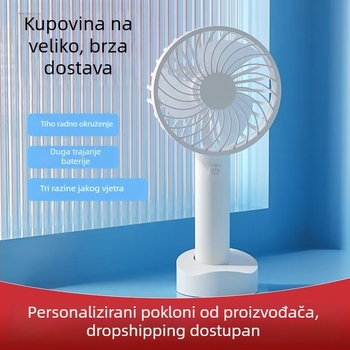 Mali USB ventilator, tih rad, 3 brzine, punjiva baterija 500–800 mAh