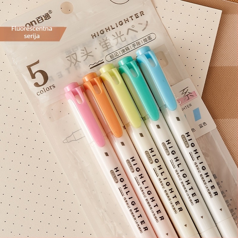 Dvostrano označivači za učenje – okrugli vrh, plastično kućište, paket 5 komada, model 9514