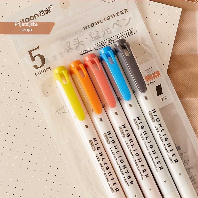 Dvostrano označivači za učenje – okrugli vrh, plastično kućište, paket 5 komada, model 9514