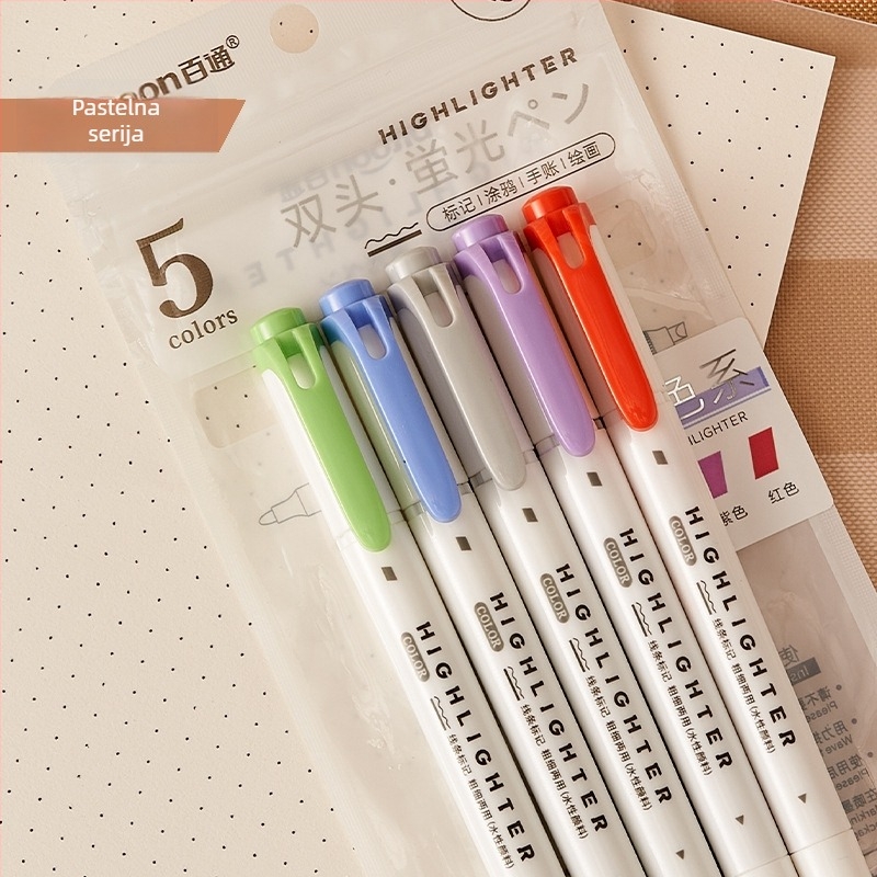 Dvostrano označivači za učenje – okrugli vrh, plastično kućište, paket 5 komada, model 9514