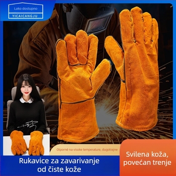 Zavarivačke rukavice - bez šavova, mekana teleća koža, protiv opeklina, visoka otpornost na temperaturu, otporne na trošenje