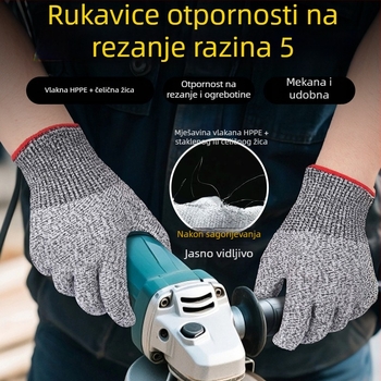 Rukavice otporne na rez HPPE i čeličnog žice, s dodirnim zaslonom — otporne na habanje, visoke čvrstoće, za staklo, industriju, preradu mesa, građevinarstvo