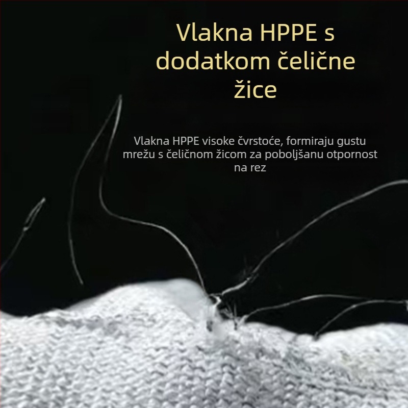 Rukavice otporne na rez HPPE i čeličnog žice, s dodirnim zaslonom — otporne na habanje, visoke čvrstoće, za staklo, industriju, preradu mesa, građevinarstvo