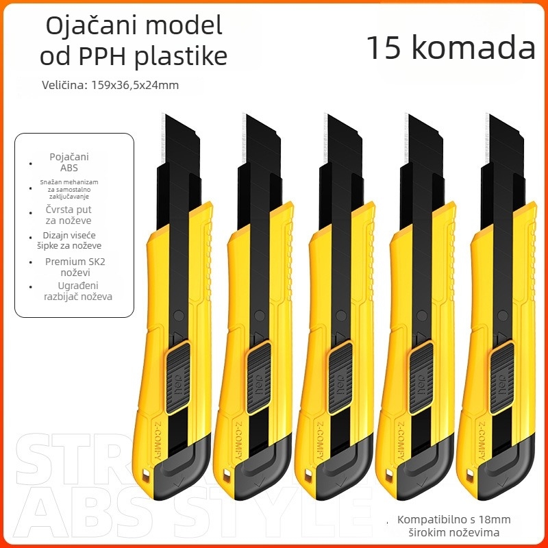 Deli DL018 nož za umjetnost od legirane čelika, oštrica 0,5×18×100 mm, težina 70 g