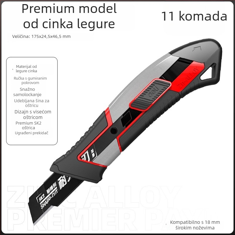 Deli DL018 nož za umjetnost od legirane čelika, oštrica 0,5×18×100 mm, težina 70 g