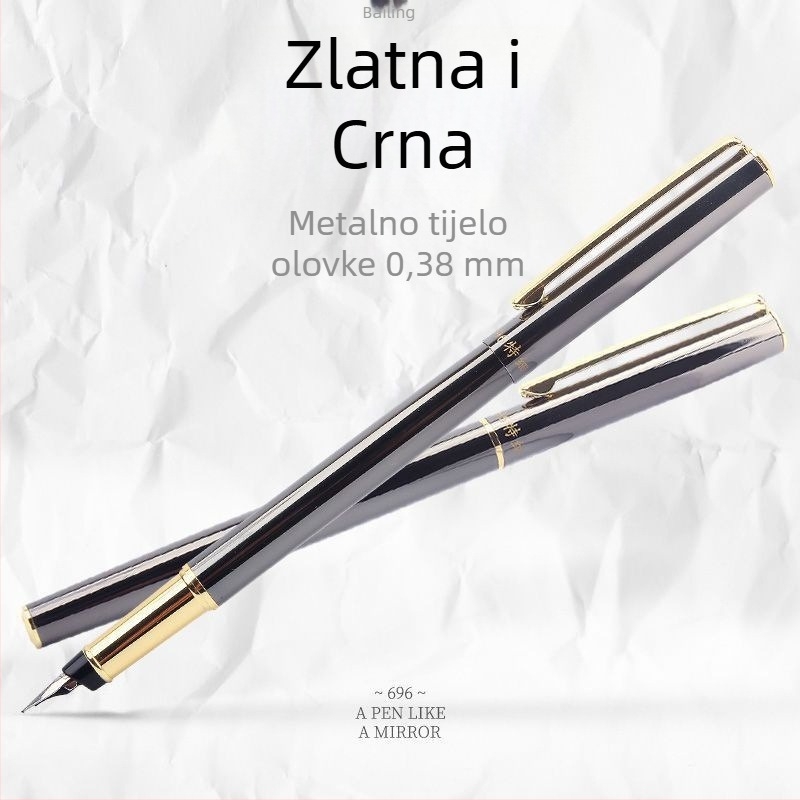 Metalno kaligrafsko pero s retro dizajnom, zamjenjiva vrećica tinte, fin vrh iridij-zlatni
