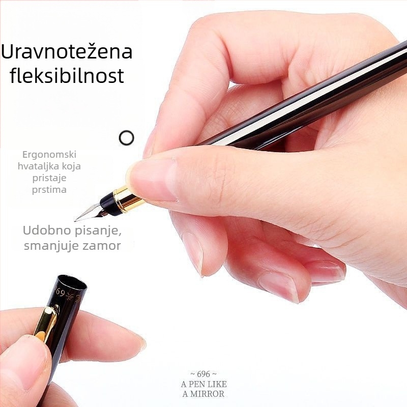 Metalno kaligrafsko pero s retro dizajnom, zamjenjiva vrećica tinte, fin vrh iridij-zlatni