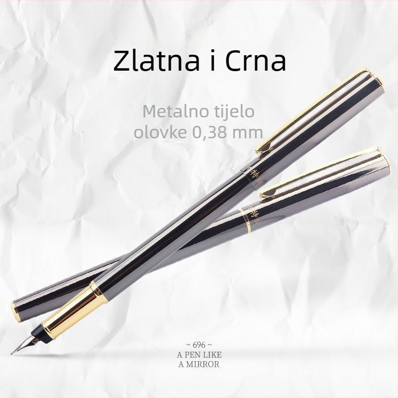 Metalno kaligrafsko pero s retro dizajnom, zamjenjiva vrećica tinte, fin vrh iridij-zlatni