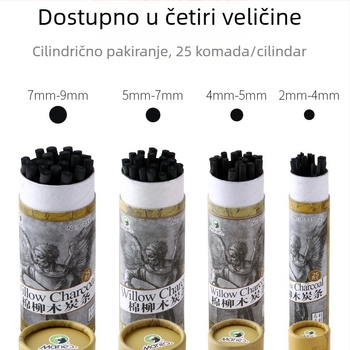 Magritte profesionalni štapić za ugljen za crtanje — drveni omotač, pogodan za crtanje i bojanje, osnovno pakiranje