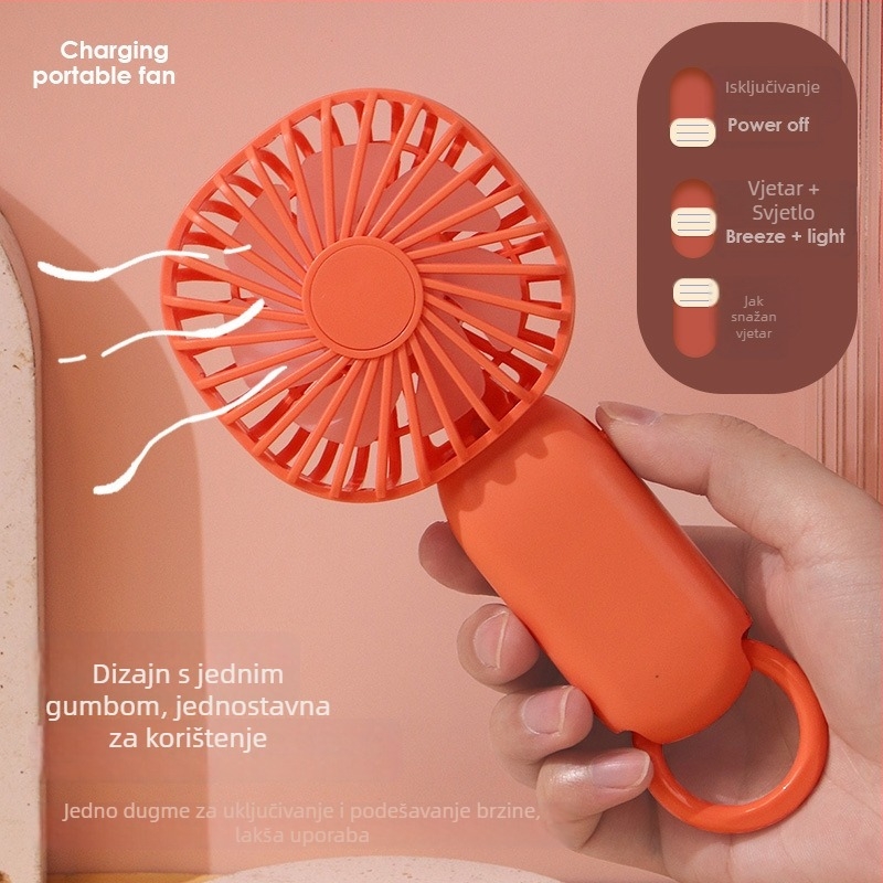 Ručni USB ventilator s prilagođenim logom, 2 brzine, ugrađena baterija 300-500 mAh