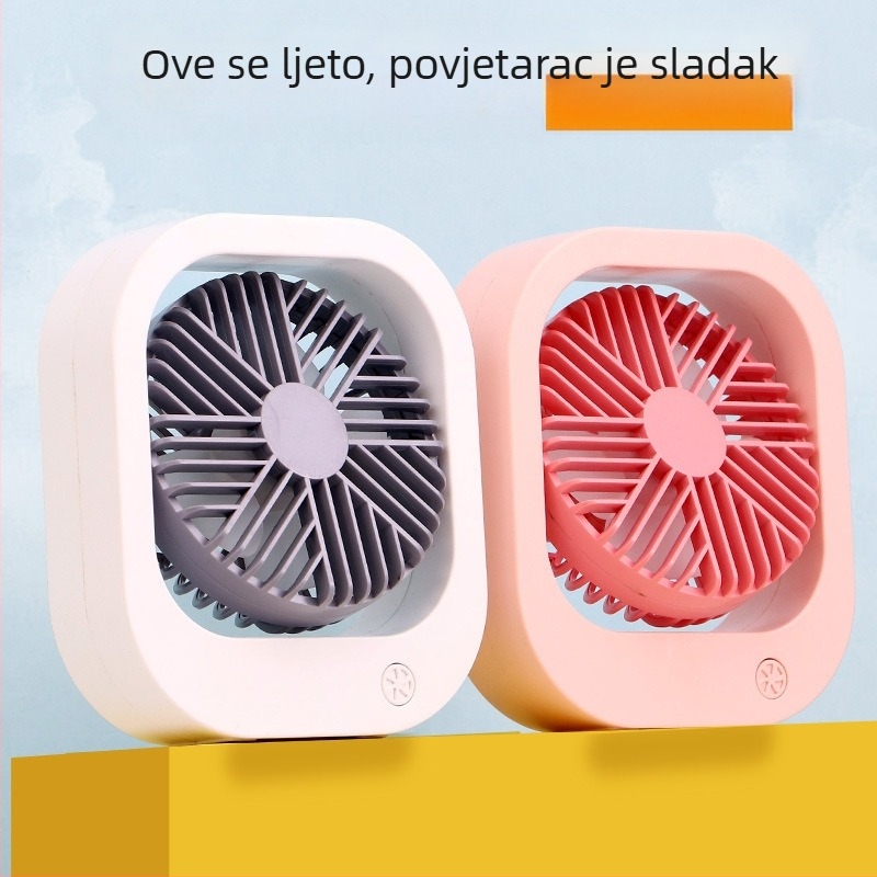 Drip USB ručni stolni ventilator – mini, 4 lopatice, ugrađena baterija 300–500mAh, ABS kućište, motor s četkicama, 2 brzine, buka 45–50dB