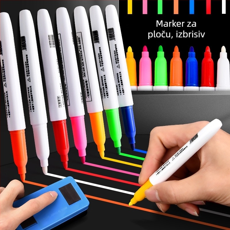 Izbrisivi marker za bijelu ploču, na bazi vode, plastično kućište, debljina linije 2, za crtanje