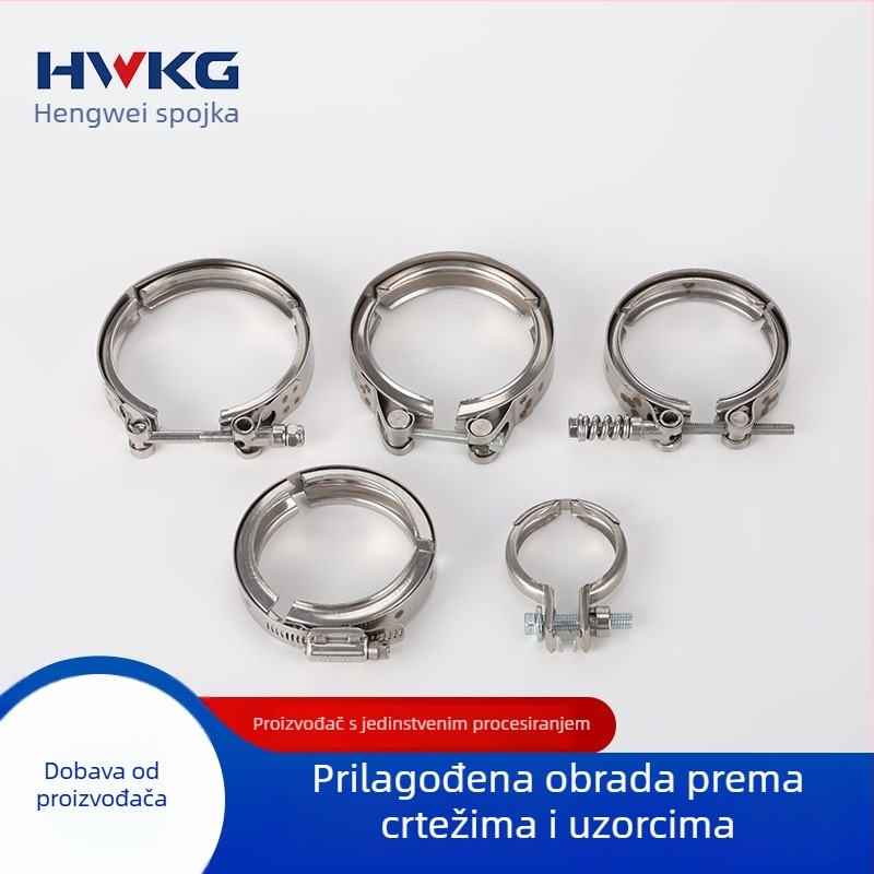Nehrđajući čelični stezalj za automobilski ispušni sustav, V-udubljeni tip, teški kompenzacijski stezalj Hwkg/Hengwei
