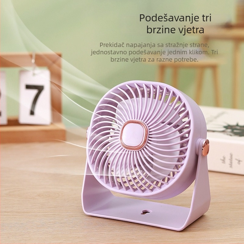 Stolni USB ventilator, 3 brzine, ugrađena baterija, 3 lopatice
