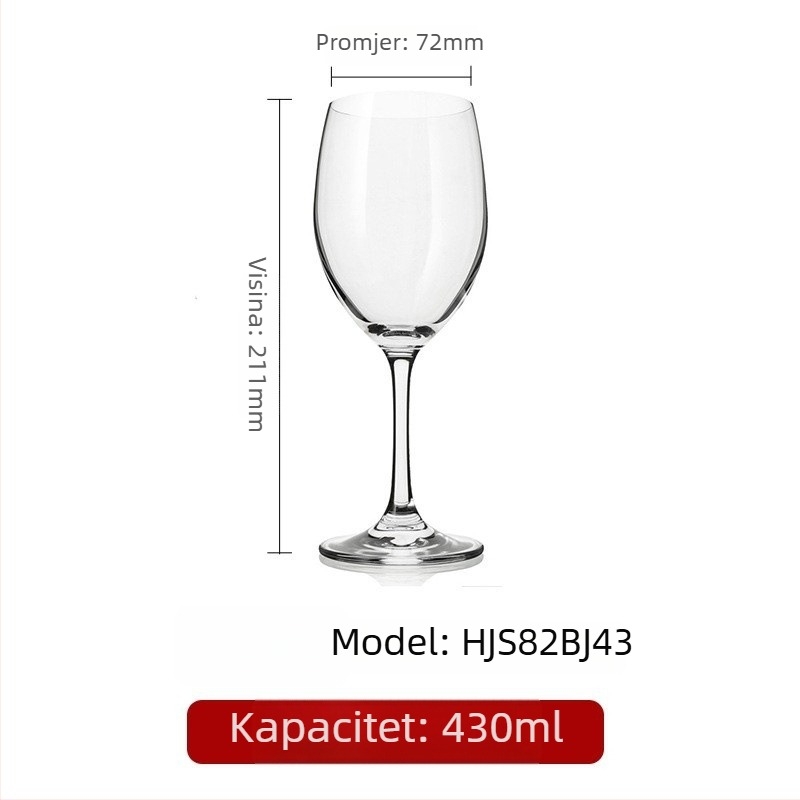 Kristalna čaša za vino s visokim nogama, moderan dizajn, kapacitet 201–300 ml, moguće tiskanje logotipa