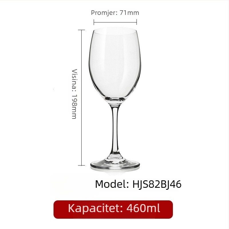 Kristalna čaša za vino s visokim nogama, moderan dizajn, kapacitet 201–300 ml, moguće tiskanje logotipa