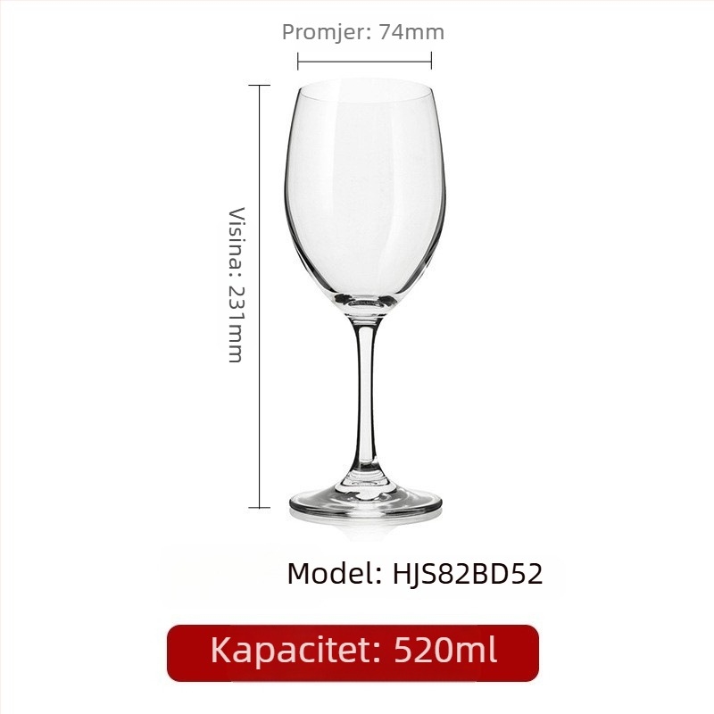 Kristalna čaša za vino s visokim nogama, moderan dizajn, kapacitet 201–300 ml, moguće tiskanje logotipa