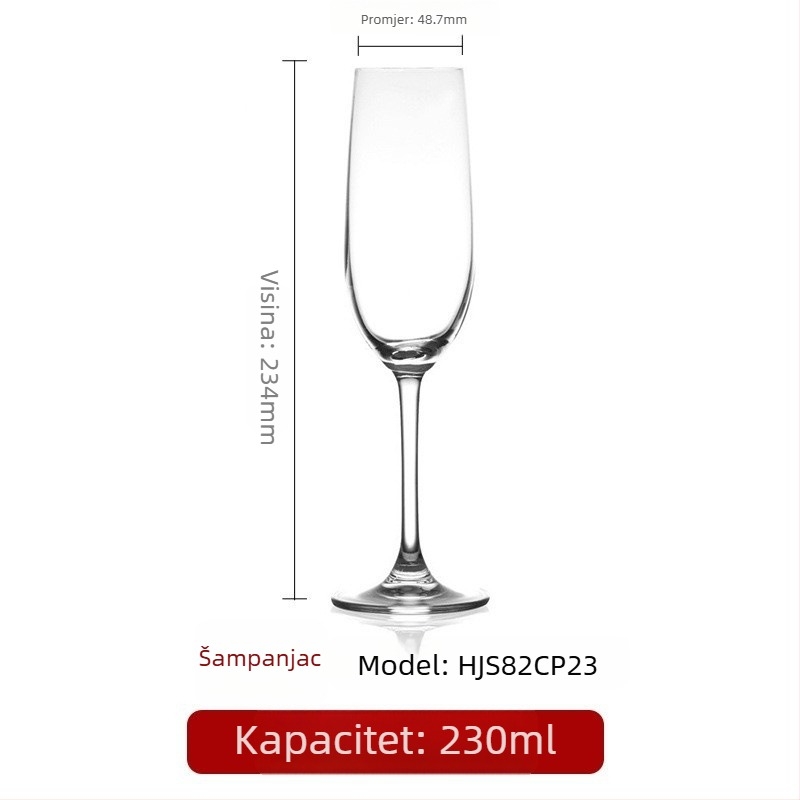 Kristalna čaša za vino s visokim nogama, moderan dizajn, kapacitet 201–300 ml, moguće tiskanje logotipa