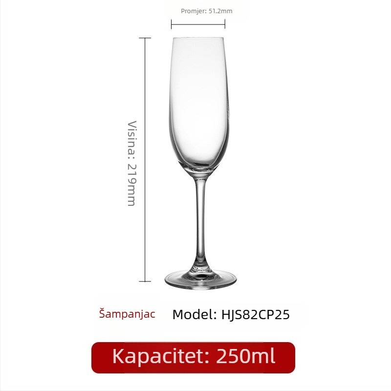 Kristalna čaša za vino s visokim nogama, moderan dizajn, kapacitet 201–300 ml, moguće tiskanje logotipa