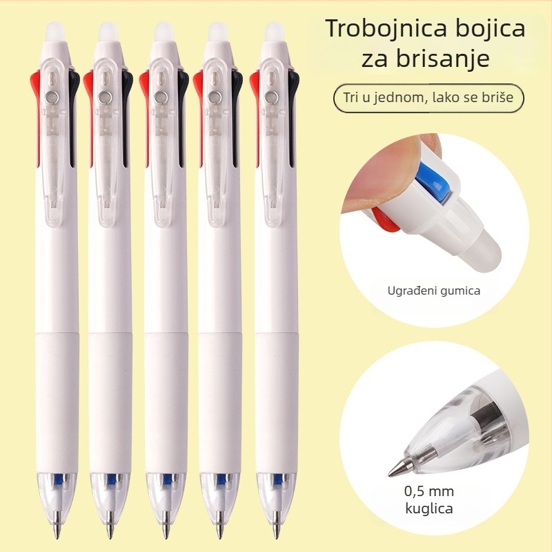 Gel pero s tri boje, izbrisivo, brzo sušeće tinta, plastično kućište