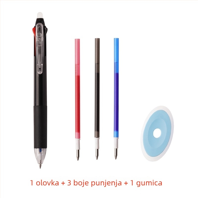 Gel pero s tri boje, izbrisivo, brzo sušeće tinta, plastično kućište