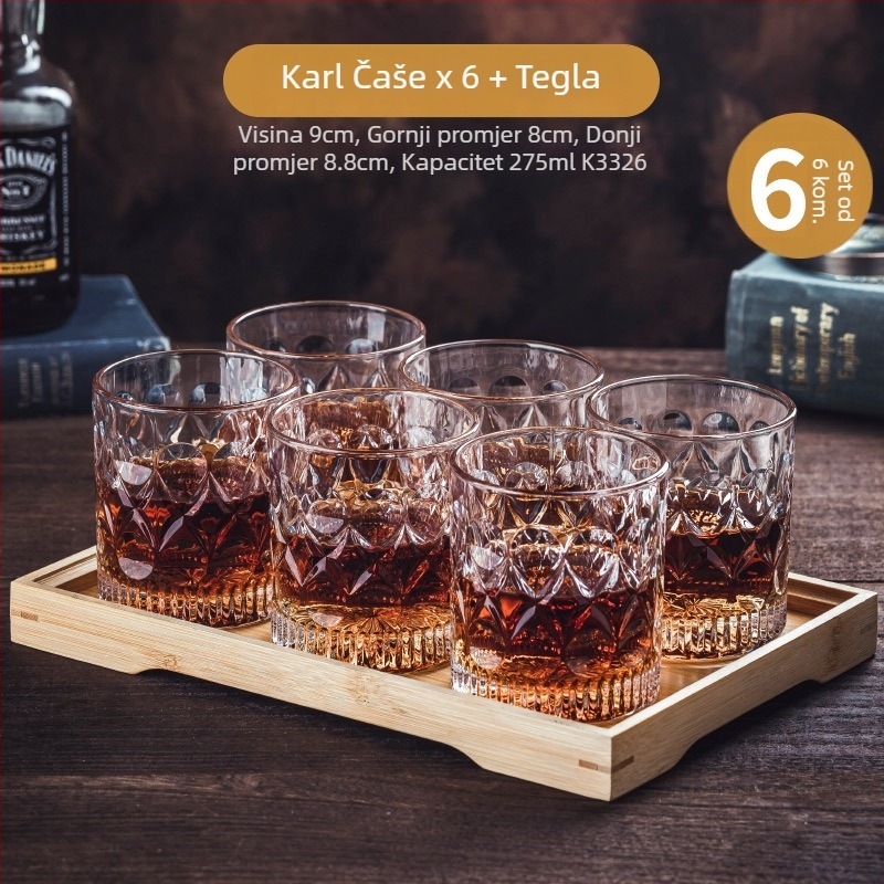 Set čaša za whisky - staklo, kapacitet 401–500 ml, 6–10 kom, moderni minimalistički stil, kartonska kutija
