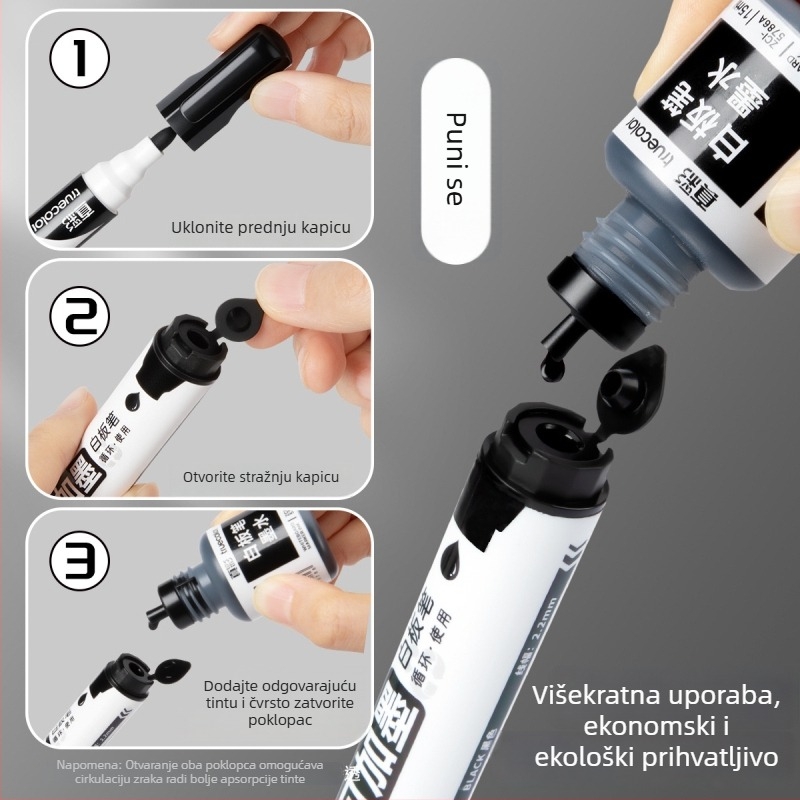 Truecolor marker za ploču — dopunjivi, vodena baza, debljina linije 1 mm, paket 144, u kutiji