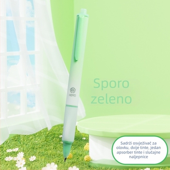 Pero s tintom Hero 1355A za učenike 3. i 4. razreda (Brand: Hero; Vrh: iridij; Sustav opskrbe mastilom: mastilo-sak; Kućište: plastika; Veličina vrha: 0,38 mm)
