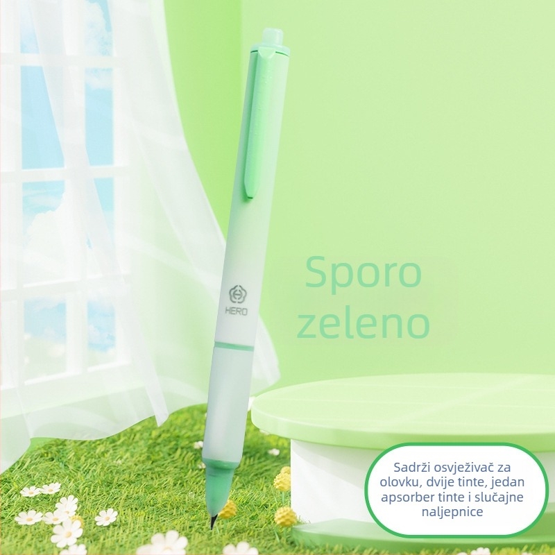 Pero s tintom Hero 1355A za učenike 3. i 4. razreda (Brand: Hero; Vrh: iridij; Sustav opskrbe mastilom: mastilo-sak; Kućište: plastika; Veličina vrha: 0,38 mm)