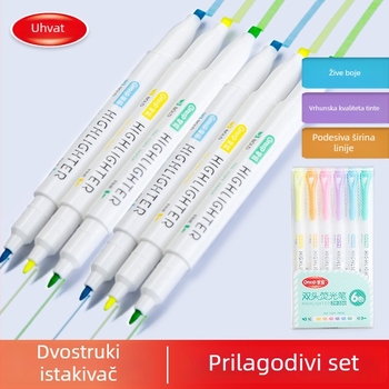 Dvostrani marker za isticanje, set, 6 kom, model 556, plastično kućište