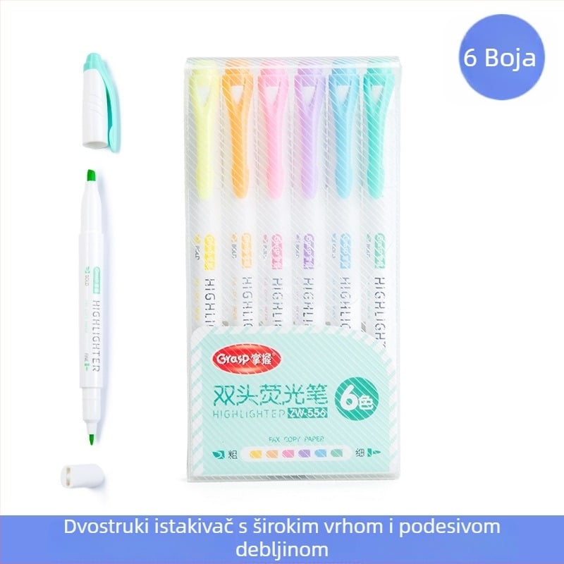 Dvostrani marker za isticanje, set, 6 kom, model 556, plastično kućište