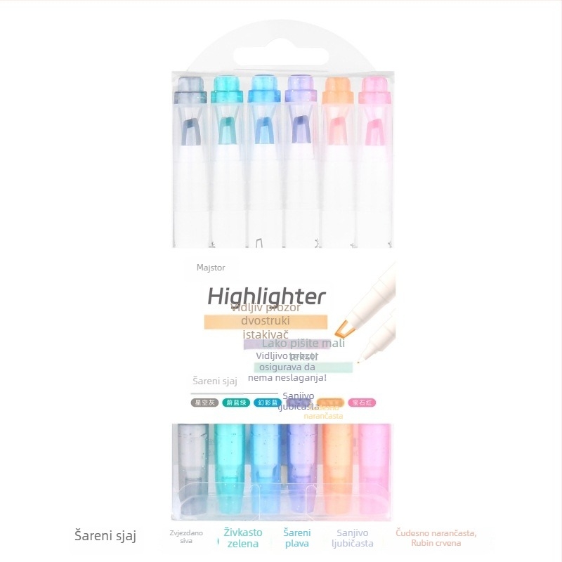 Dvostrani marker za isticanje, set, 6 kom, model 556, plastično kućište