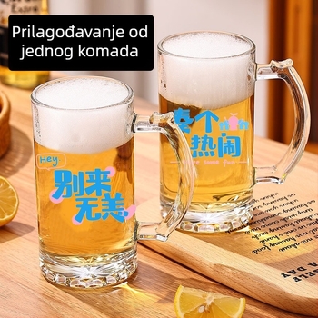Čaša za pivo s drškom – nordijski stil, staklena, zapremina 401–500 ml, pakiranje u kartonsku kutiju