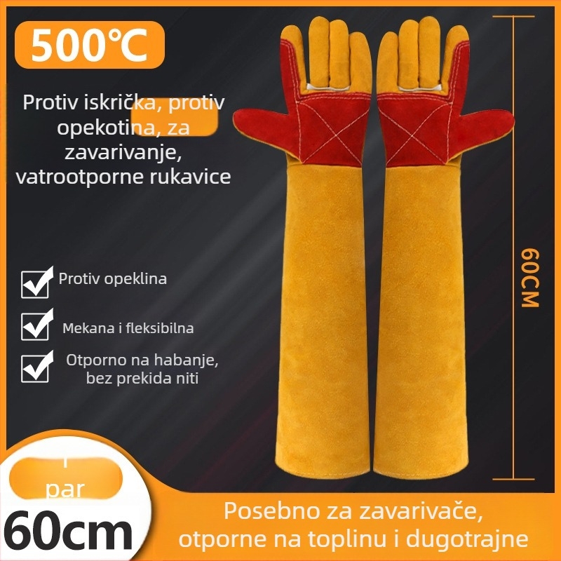 Rukavice za zavarivanje – koža goveda, debeli, bezšivne, otporne na habanje i opekline, zaštita od visokih temperatura za zavarivače