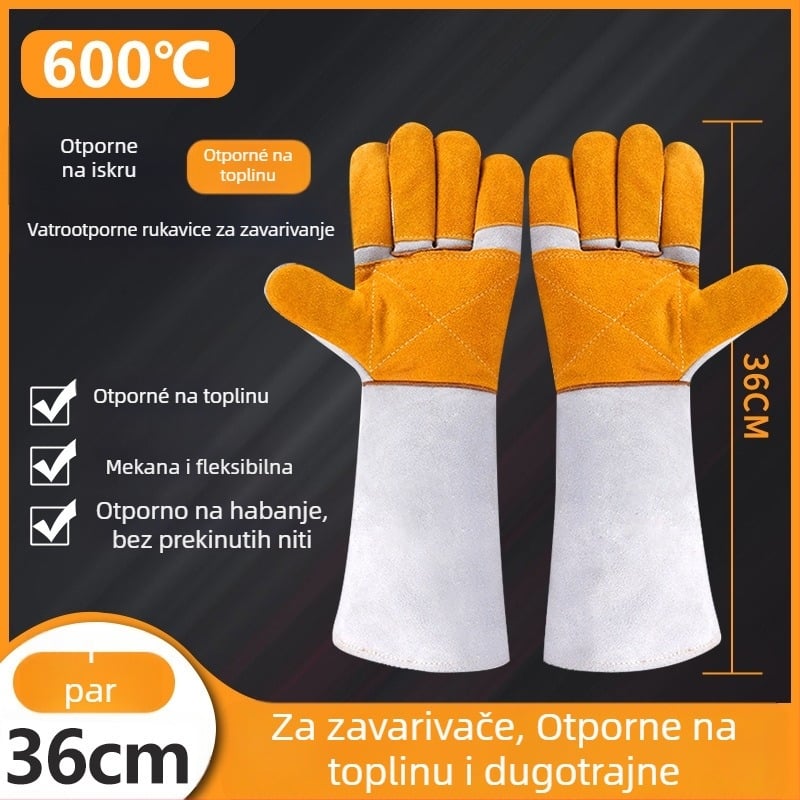 Rukavice za zavarivanje – koža goveda, debeli, bezšivne, otporne na habanje i opekline, zaštita od visokih temperatura za zavarivače