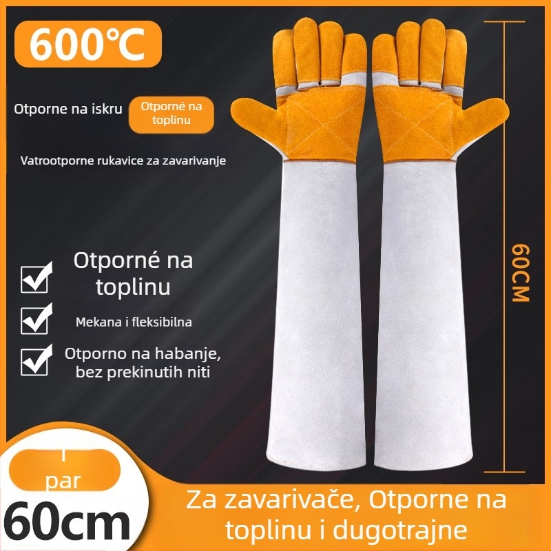 Rukavice za zavarivanje – koža goveda, debeli, bezšivne, otporne na habanje i opekline, zaštita od visokih temperatura za zavarivače