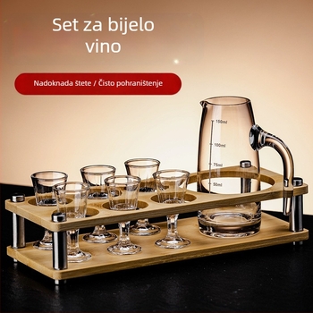 Kućni set za posluživanje liker-a od stakla – staklena čaša, kapacitet 101–200 ml, 6–10 komada, moderni minimalistički stil, moguć otisak logotipa
