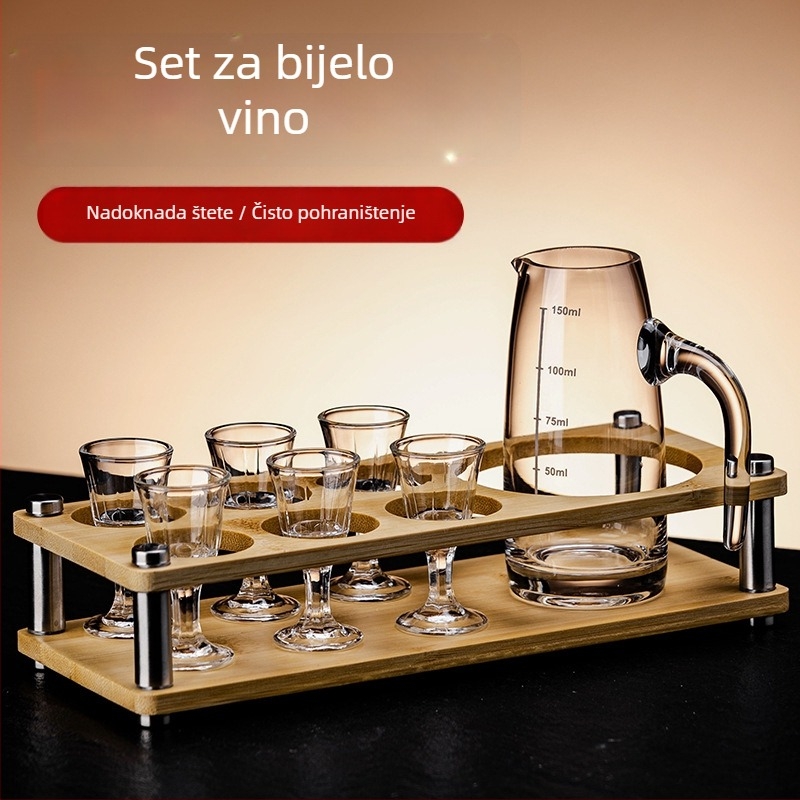 Kućni set za posluživanje liker-a od stakla – staklena čaša, kapacitet 101–200 ml, 6–10 komada, moderni minimalistički stil, moguć otisak logotipa