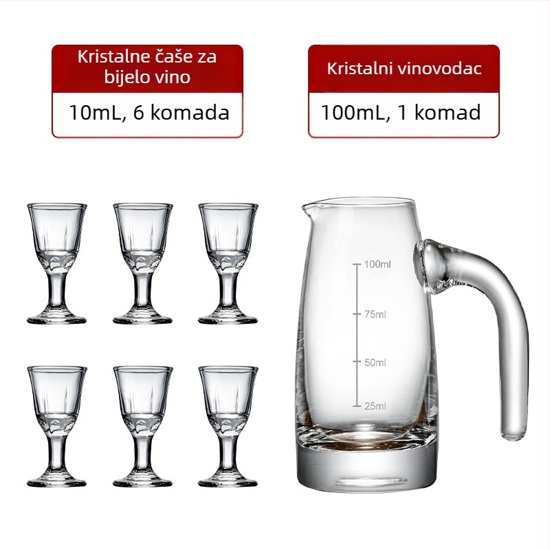 Kućni set za posluživanje liker-a od stakla – staklena čaša, kapacitet 101–200 ml, 6–10 komada, moderni minimalistički stil, moguć otisak logotipa