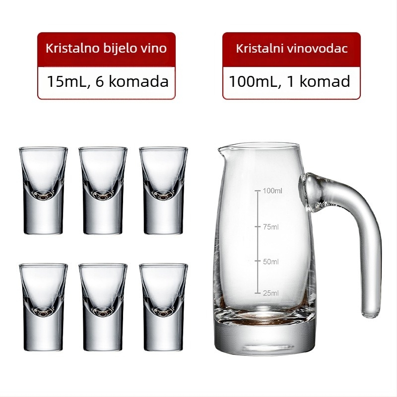 Kućni set za posluživanje liker-a od stakla – staklena čaša, kapacitet 101–200 ml, 6–10 komada, moderni minimalistički stil, moguć otisak logotipa