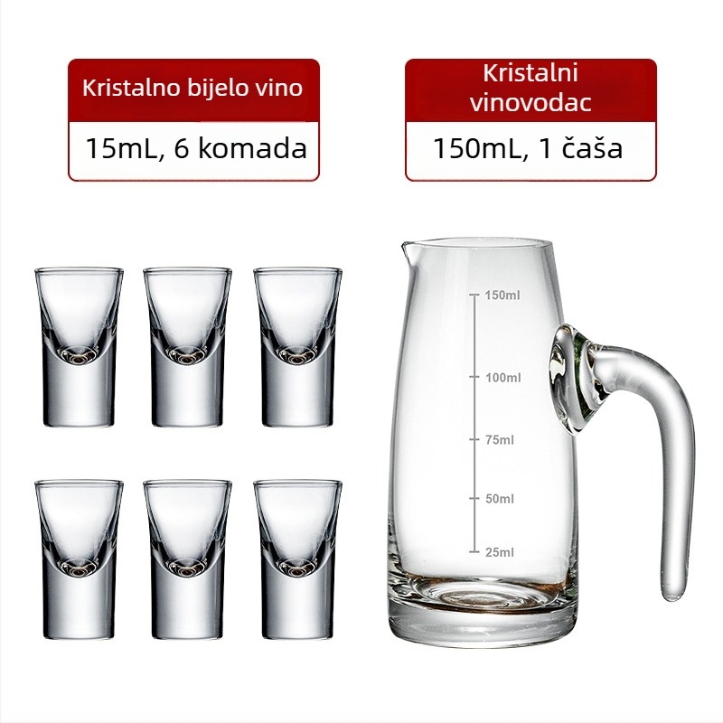 Kućni set za posluživanje liker-a od stakla – staklena čaša, kapacitet 101–200 ml, 6–10 komada, moderni minimalistički stil, moguć otisak logotipa