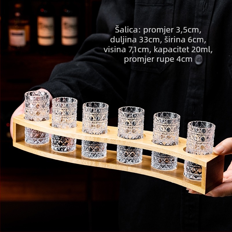 Stakleni set čaša za šot s reljefnim uzorkom dragocjenih kamenčića, jednostavan stil, kapacitet 1–100 ml, premium kvaliteta.