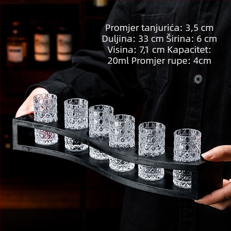 Stakleni set čaša za šot s reljefnim uzorkom dragocjenih kamenčića, jednostavan stil, kapacitet 1–100 ml, premium kvaliteta.