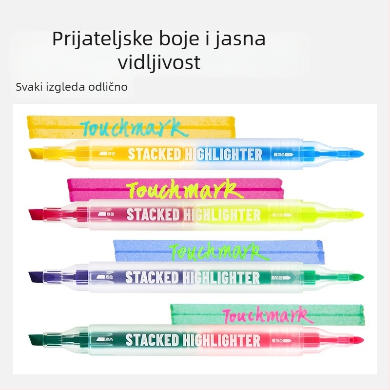 Touchmark Dvostrano označivač za podcrtavanje, plastično kućište, TK-DSYGB, izbrisiv, za učenike