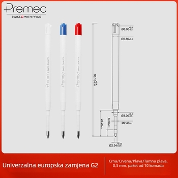 Premec G2 refill – 0,5 mm širina linije, za pisanje, plastika, pakiranje od 10 komada