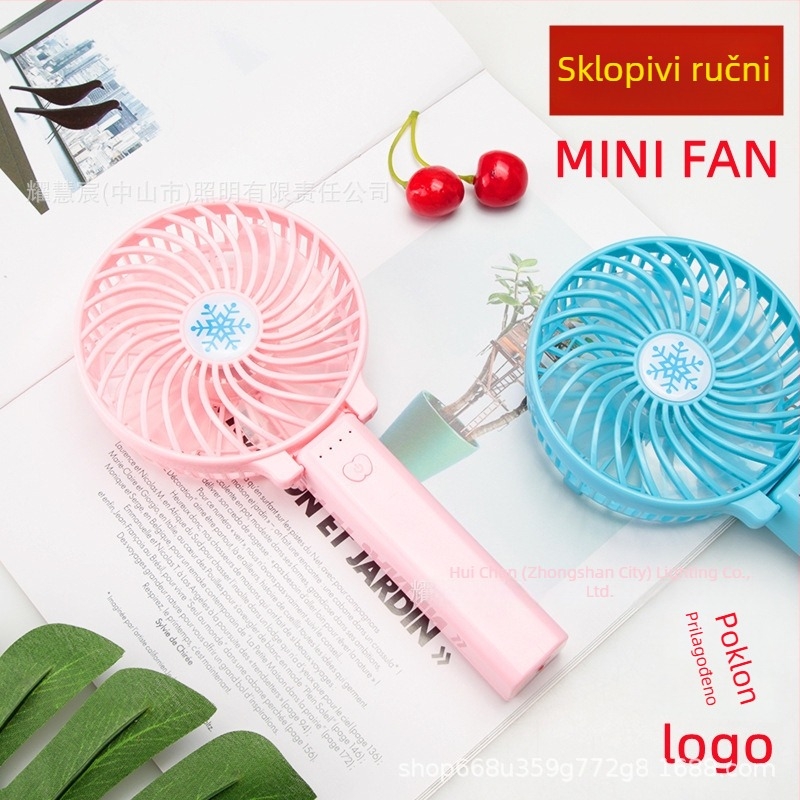 Sklopivi ručni ventilator s LED rasvjetom, USB punjiv, prenosiv i tih