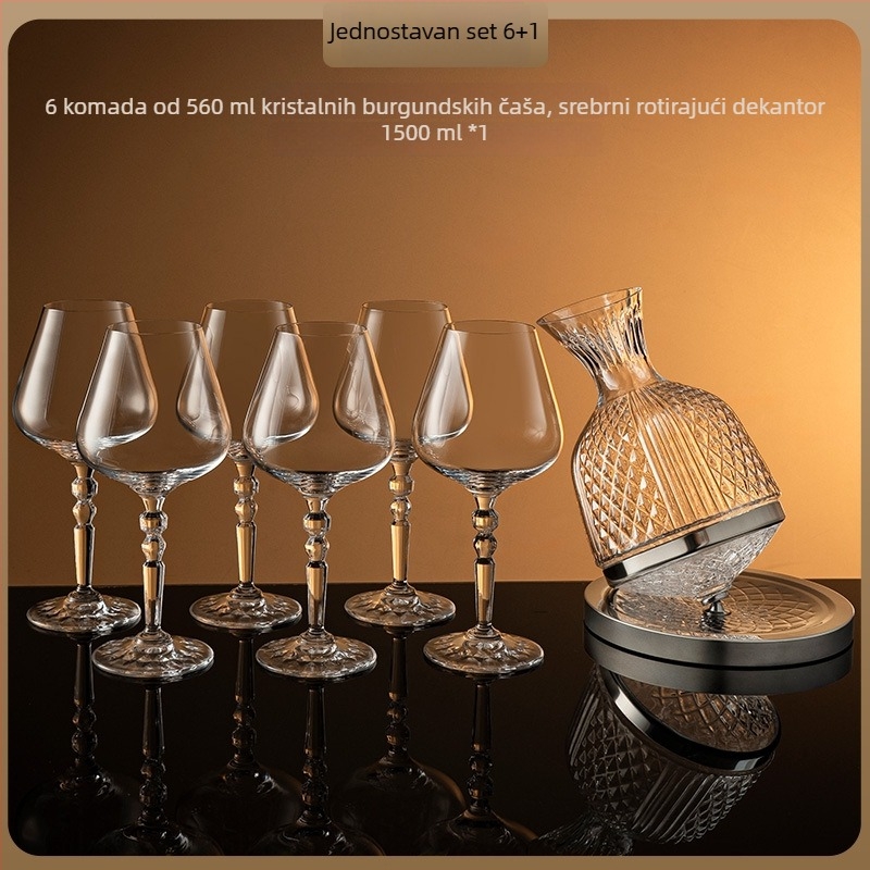 Set čaša za vino – kristalno staklo, moderni minimalistički stil, uključuje čaše za vino, dekanter i nosače čaša, 1 set
